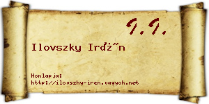Ilovszky Irén névjegykártya